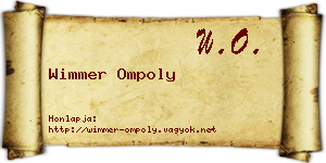 Wimmer Ompoly névjegykártya